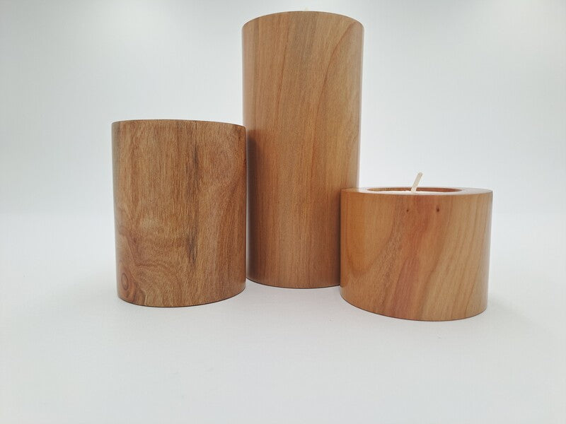 Trio de bougeoirs en cerisier du Japon 001